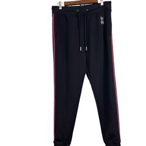 Psycho‎ Bunny Joggers Track Pants Black Pink Purple Stripe Logo Mens Size S